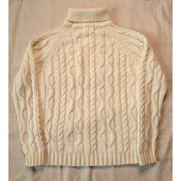 L.S Ayres Sweater Vintage 70s Fisherman Cableknit Classic Cream Women's Medium - Picture 4 of 7